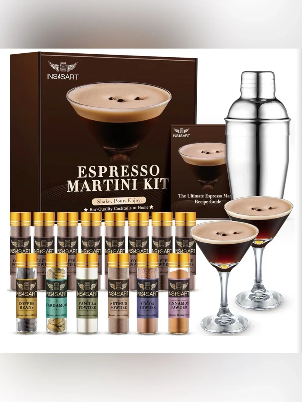 Espresso Martini Kit - INSISART BAR cocktail TOOLS complete GIFT set NIB
